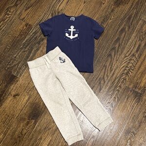 Janie and Jack Navy and Gray Anchor Set